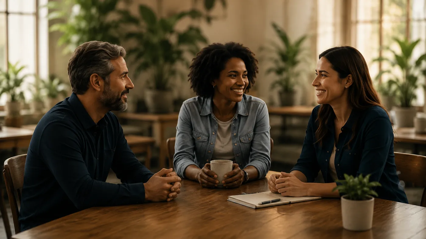 A small group sharing stories together.